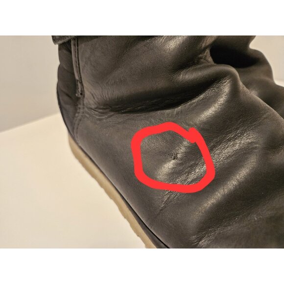 UGG RELLA Women's Black leather ANKLE SNOW boots Sz 10 us Sheepskin - Picture 4 of 10